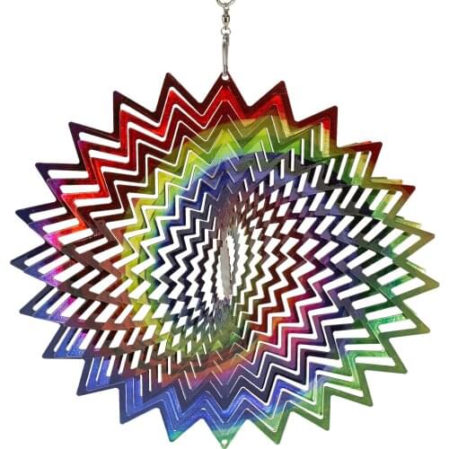 3D Rotating Wind Spinner Silent Hollow Wind Chime Stainless Steel Indoor Window Hanging Ornament Crafts Garden Yard Decoration