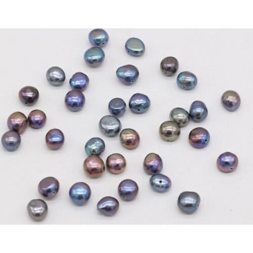 20PCS AAA Natural freshwater pearls with horizontal holes Two-sided light for Women Jewelry Making Elegant Bracelet DIY Necklace