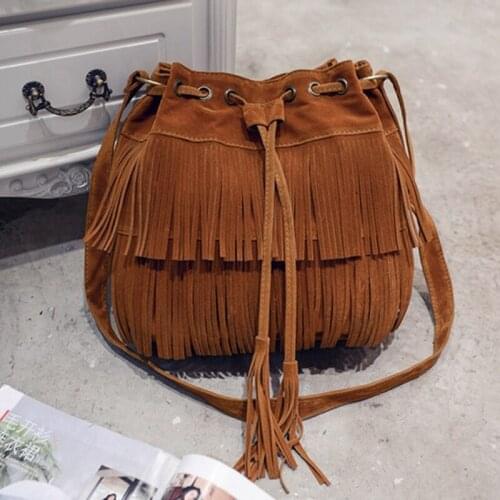 Retro Faux Suede Fringe Women Messenger Bag Tote Handbag Tassel Shoulder Handbags Crossbody Bag Bolsa Feminina