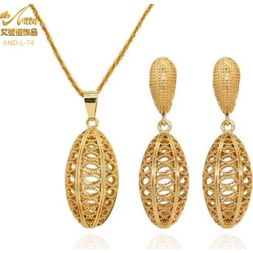 ANIID Women Gold Jewelery Indian Necklace Dubai African Collection Earring Combo Set 2021Brazilian Bridal Luxury Wedding Ethiopi