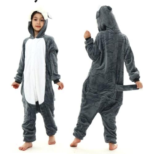 Winter Flannel Kigurumi Pajamas for Baby Cartoon Animal Sleepwear Kids Onesie Jumpsuit for Boys Girls pajamas Teens jumpsuit