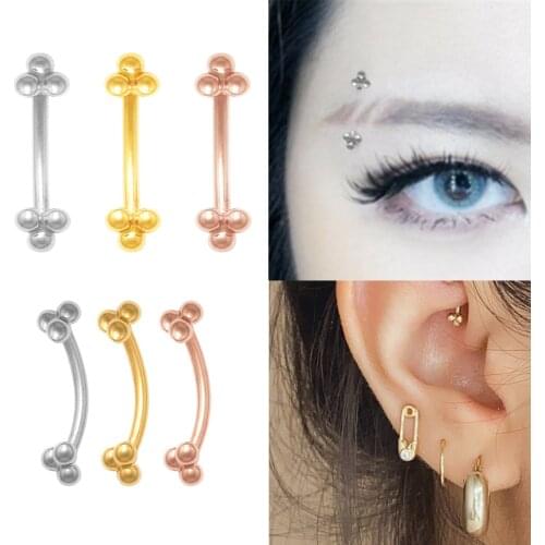 1pc 16G Surgical Steel Eyebrow Curved Barbell Ear Cartilage Tragus Helix Piercing Stud Earrings Body Piercing Jewelry