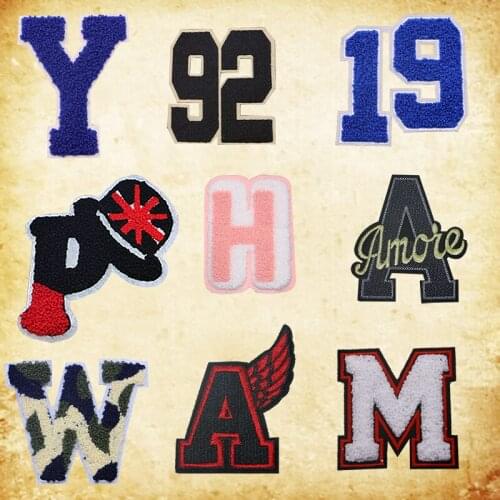 1pcs 3D towel number English alphabet patch clothing embroidery Decal children women clothing name accessories Badge