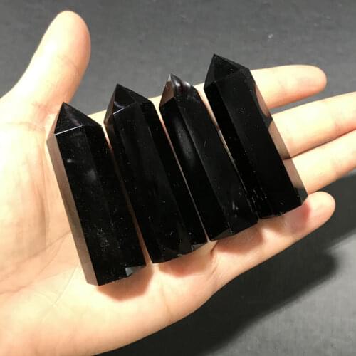 1PC Natural Rock Obsidian Hexagonal Column Crystal Magic Wand Embellished Quartz Stone Home Decoration DIY Gift Decoration