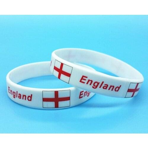 100pcs England Flag Silicone Bracelet Hologram Men Wristband Country Sports Rubber Wrist Strap Bangle Accessories Outdoor Gifts