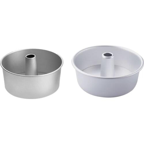 2 Pcs Aluminum Alloy Round Chiffon Cake Pan Removable Bottom Hollow Chimney Cake Mold DIY Baking Cake Tools, 6 Inch & 8 Inch