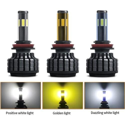 2PCS Car Replacement LED Headlight High Low Beam 8000lm H1 H3 H4 H7 H8 H11 9005 9006 Dazzling white/white/yellow Three Optional