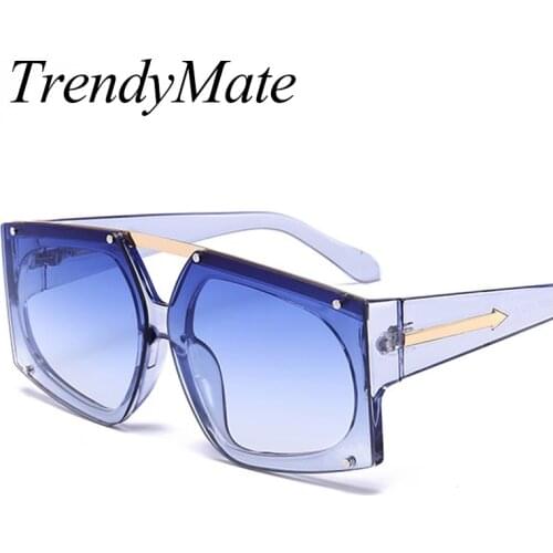 2018 Oversized Clear lens Sunglasses Women Cool Arrow Style KW Sun Glasses for Men Vintage Transparent Shades UV400 1143T