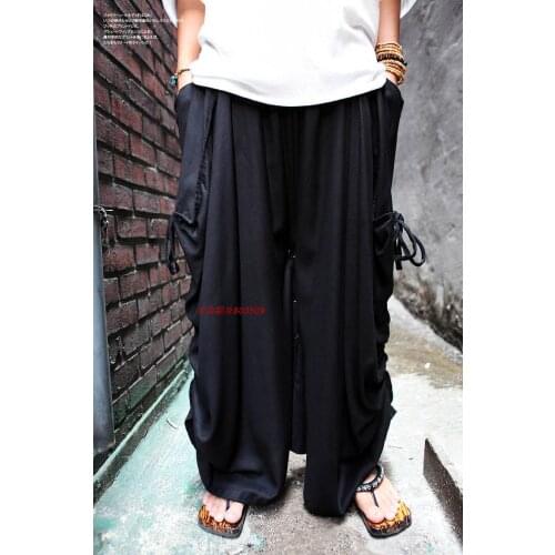 28-44 ! 2016 Mens clothing fashion non-mainstream culottes big trouser legs boot cut wide leg pants Plus size singer costumes