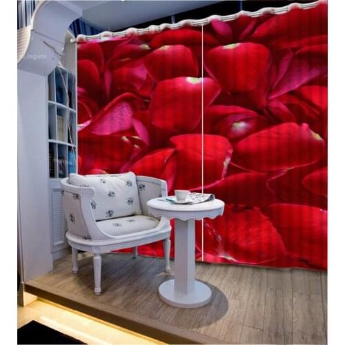 3D Curtain Photo Customize Size Red Rose Petals Curtain Bedroom Living Office Cortinas Blackout Bathroom Shower Curtain