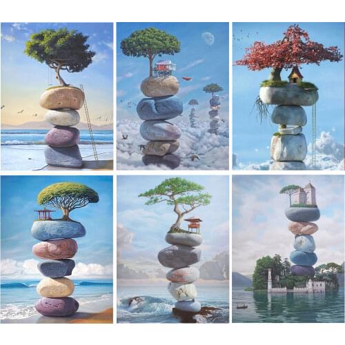 5D DIY Diamond Painting House Landscape Full Square/Round Diamond Embroidery Cross Stitch Kits Mosaic Needlework Home Decor