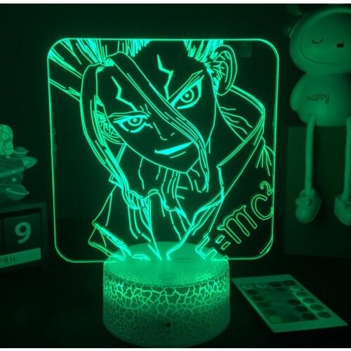 Anime Dr Stone 3D LED Nightlight for Kids Child Bedroom Decor Manga Figure Gifts Acrylic Led Night Light Lamp Dropshipping