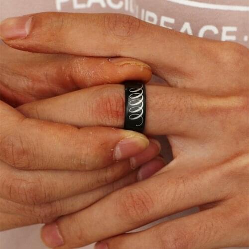 MOREDEAR Black 8mm Titanium Ring For Men And Women Line Of Rotation Ring