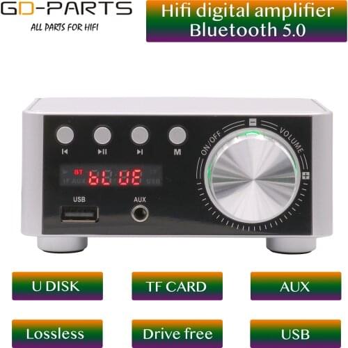 Bluetooth 5.0 HiFi Audio Stereo Digital Power Amplifier TPA3116 Board 50Wx2 Desktop AMP AUX USB TF Card Player