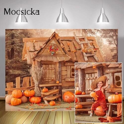 Baby Pumpkin Portrait Backdrop Fall Farm Maple Leaf Background Wild Birthday Art Photography Studio Halloween Party Decoration