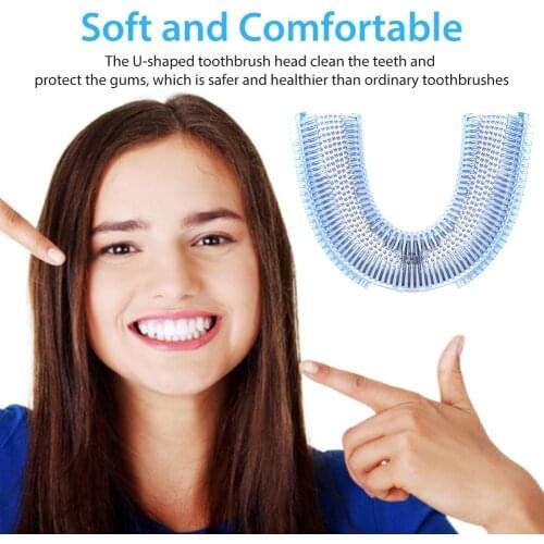 U-shaped Electric Toothbrush Head 360 Automatic Sonic Head Replacement For U-shaped Toothbrush Teeth Whitening Blue Light
