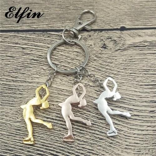 Elfin New Trendy Ice Skating Key Chains Women Men Ice Skating Keychains Keyring Figure Jewellery Sport Jewellery