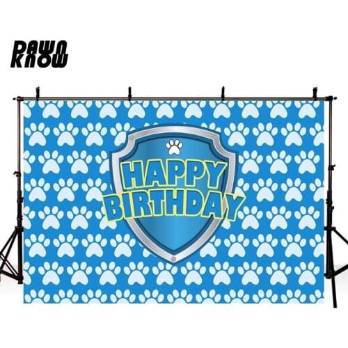 DAWNKNOW Cartoon Paw Photography Background Backdrop Baby Children Newborn Birthday Party Decorate Photocall Photo Studio lv2310
