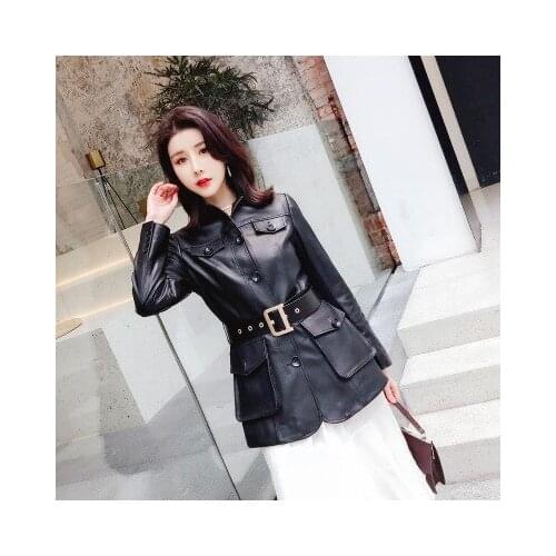 2020 Women Spring Genuine Real Sheep Leather Jacket R11