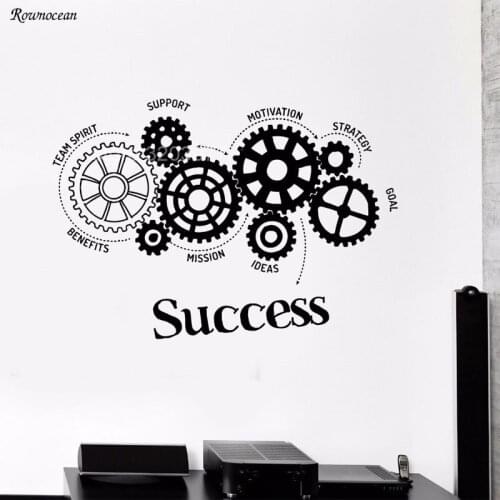 Motivation Words Vinyl Wall Decal Teamwork Success Gears Office Art Decor Sticker Mural Removable Wall Stickers Living Room H550