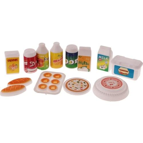 30Pcs Dollhouse Mini Food Milk Tableware Cups Pot Pan Plates Bottle Fork Set