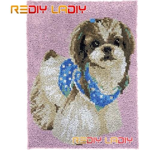 Latch Hook Rug Kits Miss Dog Plush Wall Tapestry DIY Carpet Rug Chunky Yarn Arts Cushion Crocheting Floor Mat Hobby & Crafts