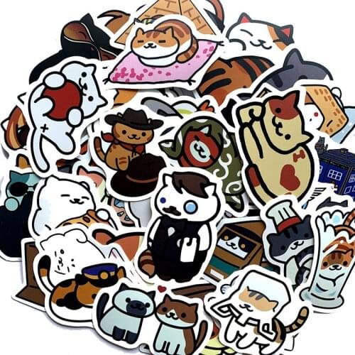 TD ZW 50Pcs Cute Cat Stickers For Suitcase Skateboard Laptop Luggage Fridge Phone Car Styling DIY Decal Sticker