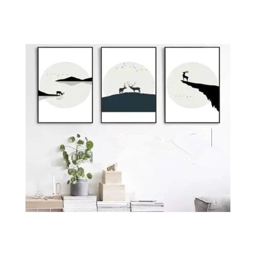 Nordic Modern Decoration Painting Frameless Elk Ins Style Wall Art Canvas Garden Living Room Cuadros Poster Minimalist Animal