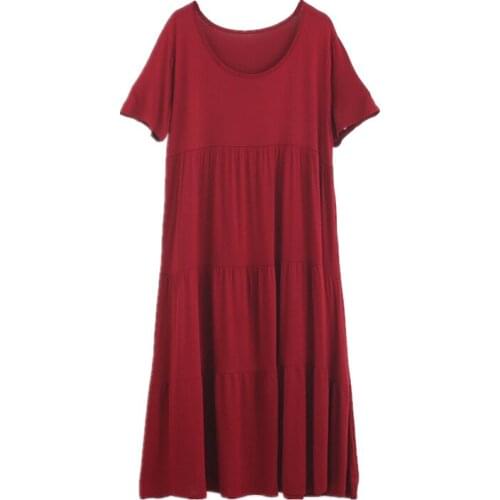 New Ladys Modal Tiered skirt Nightgown Nightie Long Maternity Dress Home Dress Sleepwear Fat MM Night Shirt Loose Nightwear