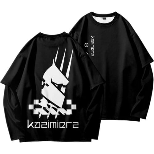 New Black Printed Sweatshirt Men And Women Spring And Autumn Casual Fake Two Pieces Streetwear