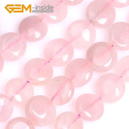New Hot 10mm Coin Shape Natural Rose Quartzs Loose Beads for Jewelry Making Strand 15 Inches Gifts DIY Wholesale