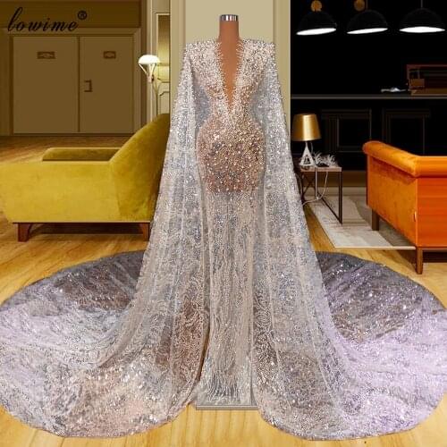 Middle East Glitter Celebrity Dresses For Women 2021 Mermaid Film Opening Ceremony Party Dresses With Pearls Vestidos Formales