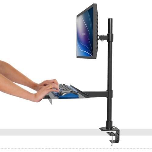 Full Motion Desktop Mount Monitor Holder+ Keyboard Holder Sit Stand Workstation Free Lifting Monitor Keybaord Mount