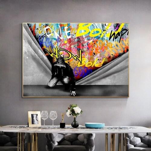 Pop Art Banksy Abstract Colorful Canvas Art Paintings Graffiti Art Posters Prints Cuadros Wall Art Picture for Home Decoration