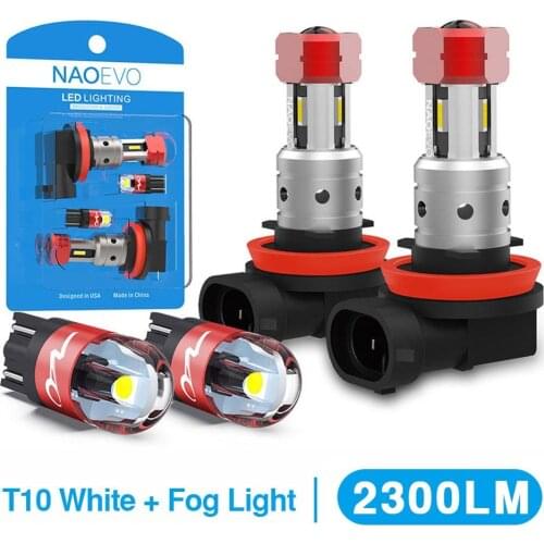 NAOEVO H11 LED H8 HB4 HB3 Car Fog light W5W H10 H16 White 1300LM 9005 9006 Auto Driving Running Lamp H9 DHO Bulb 5W5 12V 6000K