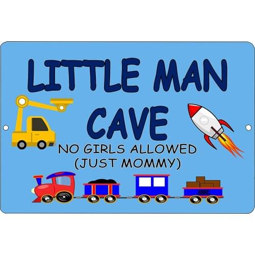 Rogue River Tactical Funny Little Man Cave Boys Bedroom Door Sign Metal Tin Sign Wall Decor No Girls Allowed Just Mommy mancave