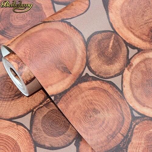 Beibehang Luxury Vintage mural wallpaper for living roomWaterproof Bar KTV restaurant decoration Vinyl Wood Wall paper Roll