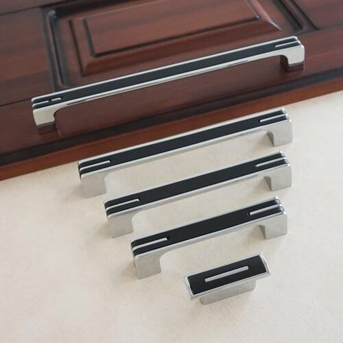 1.26" 3.75" 5" 6.3" 8.8" Door Handles Cabinet Pulls Black Chrome Drawer Handle Square Dresser Handle Hardware32 96 128 160 224mm