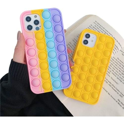 New Relive Stress Fidget Toys Push Bubble Silicone Phone Case For Iphone 6 6s 7 8 Plus X XR XS 11 12 Pro Max Soft Cover