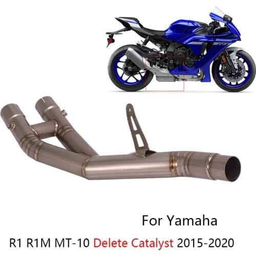 Delete Catalyst Pipe for Yamaha YZF-R1/R1M MT-10 2015-2020 Motorcycle Titanium Alloy Exhaust Mid Tube Slip On Stock Muffler Tips