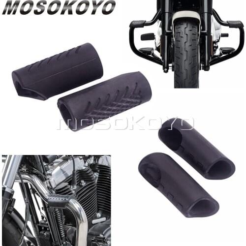 Universal 1-1/4" Engine Guards Road Crash Bars Legs Knee Protector Rubber Cover for Harley Touring Softail Fat Bob Street Bob