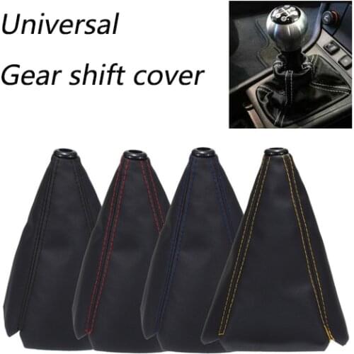 16mm Universal PU Leather Car Gear Shift Collars Carbon Fiber Auto Car Manual Stick Shifter Knob Gear Shift Boot Cover Gaiter