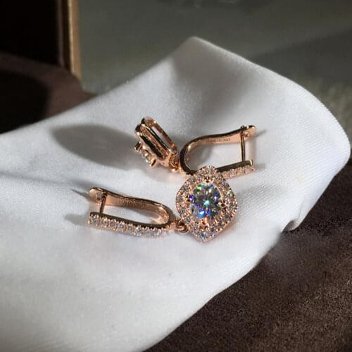 Newest square white zircon rose gold earring for women jewelry gift wedding engagement earring drop shipping
