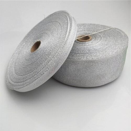 10-50mm Width Silver Twill Polyester Ribbon Bias Binding Webbing For Diy Bag Craft Lurex Twill Tape