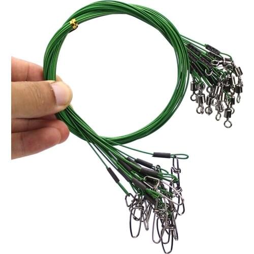 10pcs/bag Fishing Line Leader Wire Test 150Lbs Anti-bite Steel Wire Line Fishing Connector for Lure 3colors