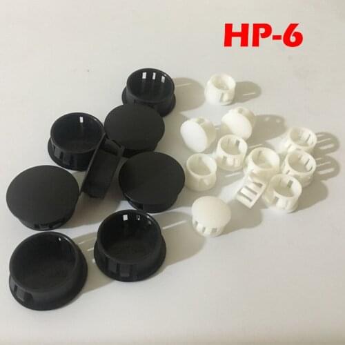 100pcs HP-6 6MM Diameter Black White Nylon Plastic Diameter End Cap Grommet Push Locking Button Cover Panel Drill Hole Plug