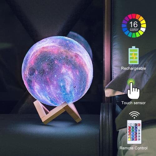 3D Printing Moon Lamp Touch and Remote Control 16 Color Changing Galaxy Moon Lights for Home Decor LED Night Light as Kids Gifts