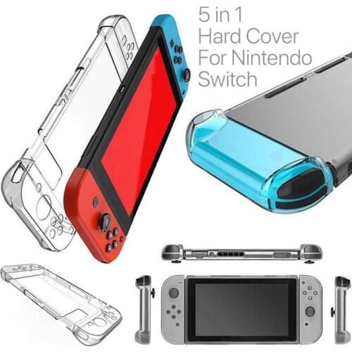 5-in-1 Split Detachable Crystal Case For Nintendo Switch Accessories Games Cover Shell Control Protector Joycon Clear NS Grip