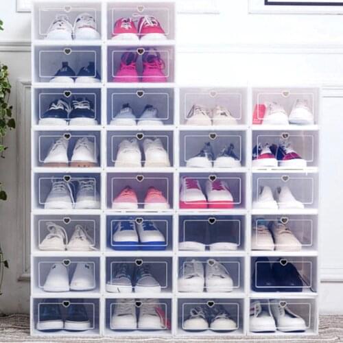 6PC/Set Thickened Flip Shoes Transparent Drawer Case Plastic Shoe Box Stackable Box Storage Shoe Box Storage Organizer Drop Ship