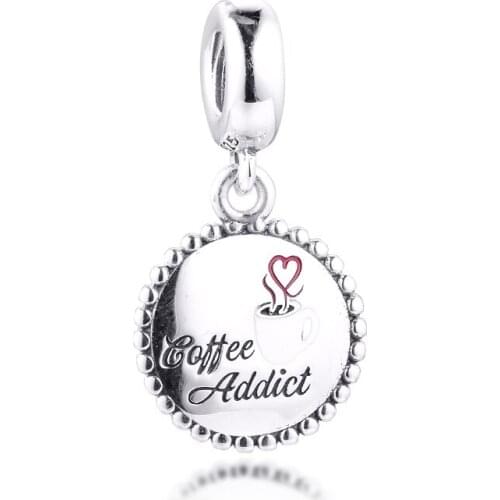 CKK 925 Sterling Silver Beads Mixed Enamel Coffee Addict Dangle Charms Fit Pandora Bracelet Women DIY Jewelry Making Wholesale